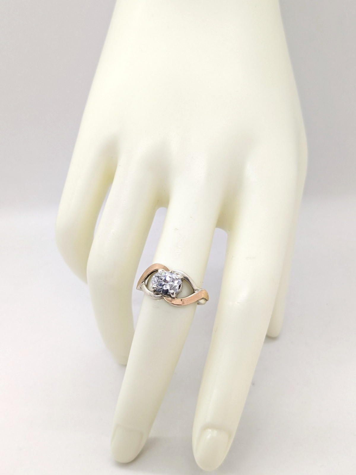 Vintage Luxury RING Silver 925 with Gold Inlay 375 -size: 7.5US (17.5mm)| UA #21
