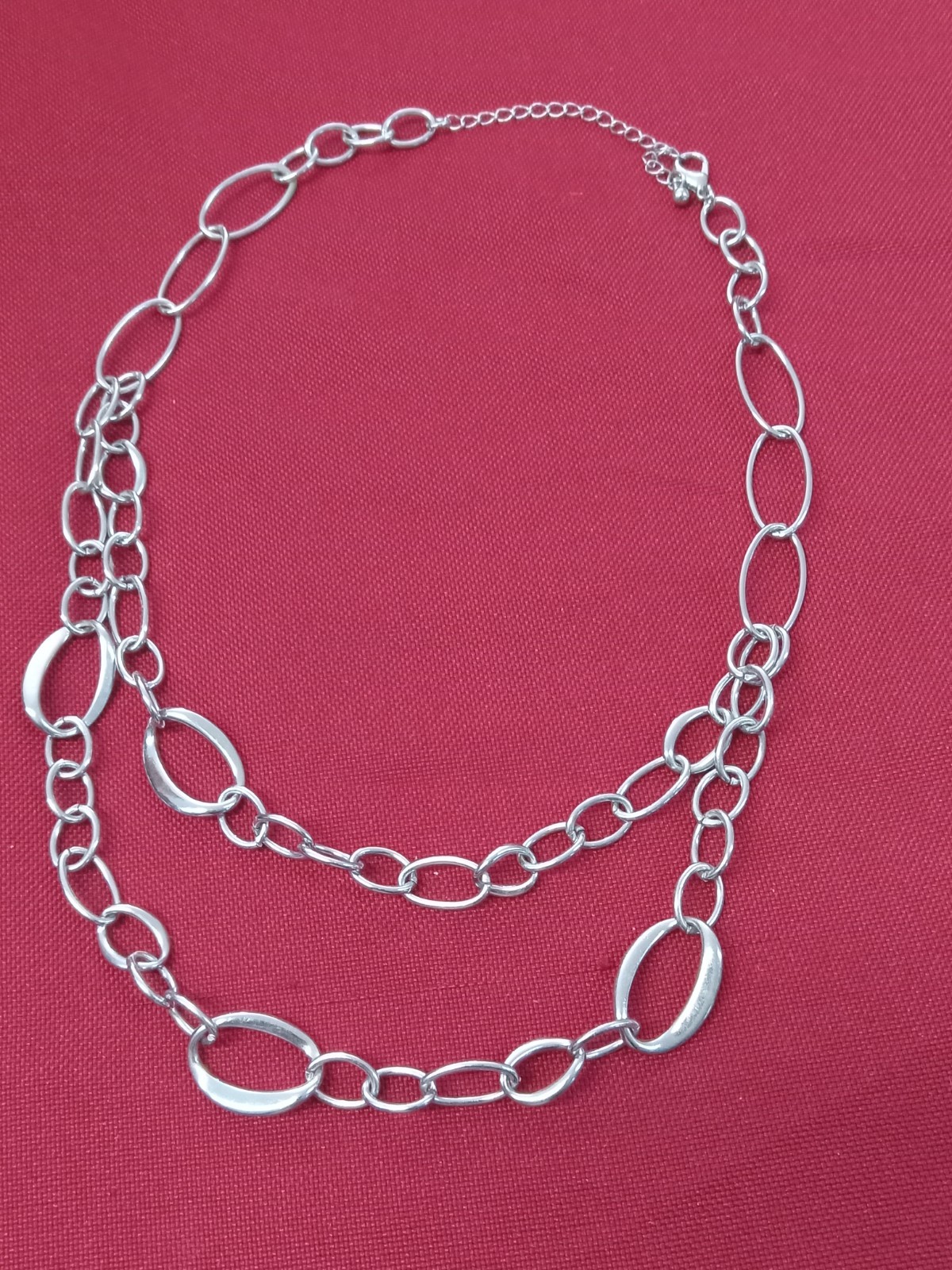 Vintage Silver Toned Double Strand Chain 18″ Necklace