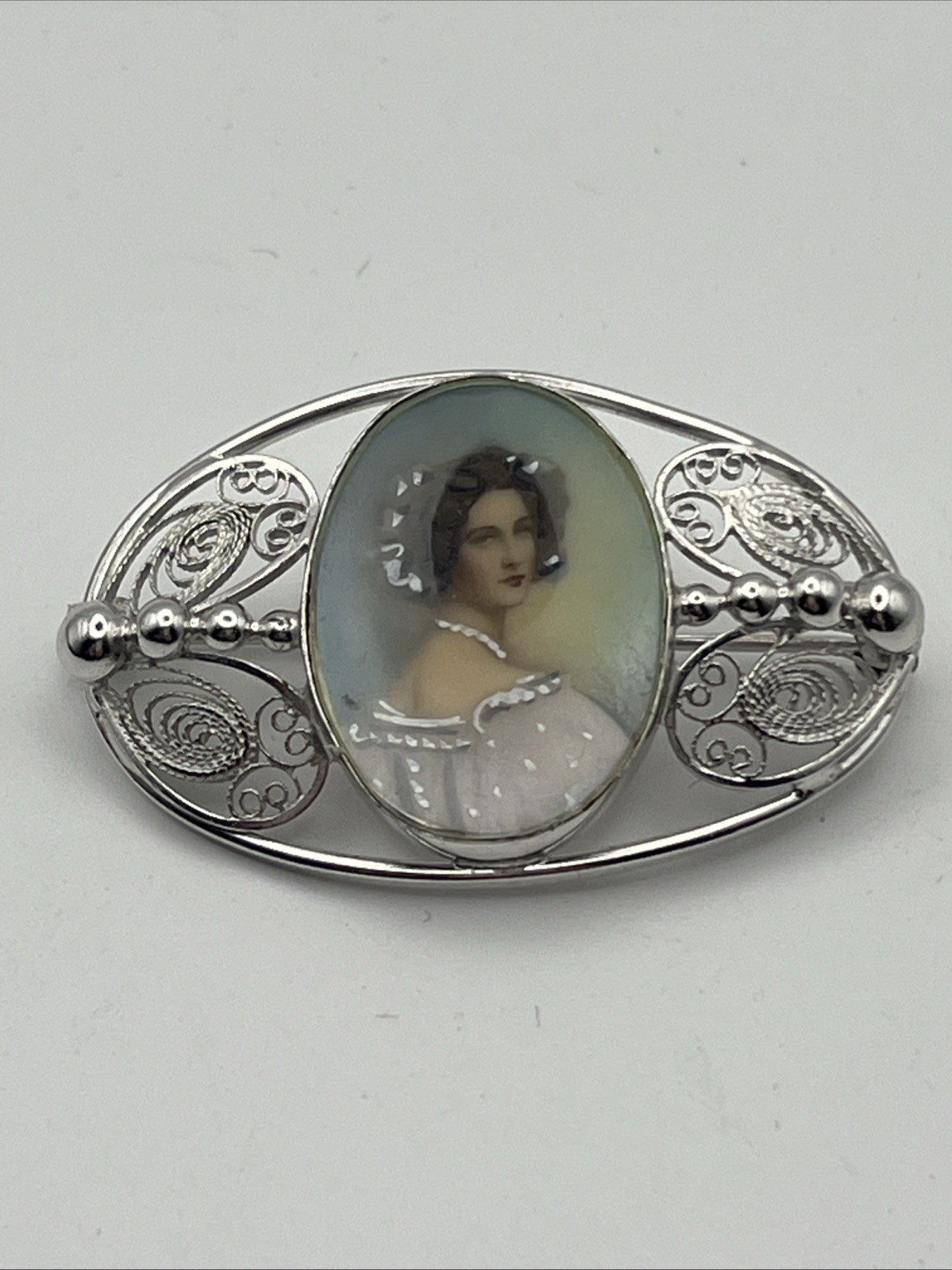 Carl-Art Sterling Silver Lady Portrait Brooch/Pin