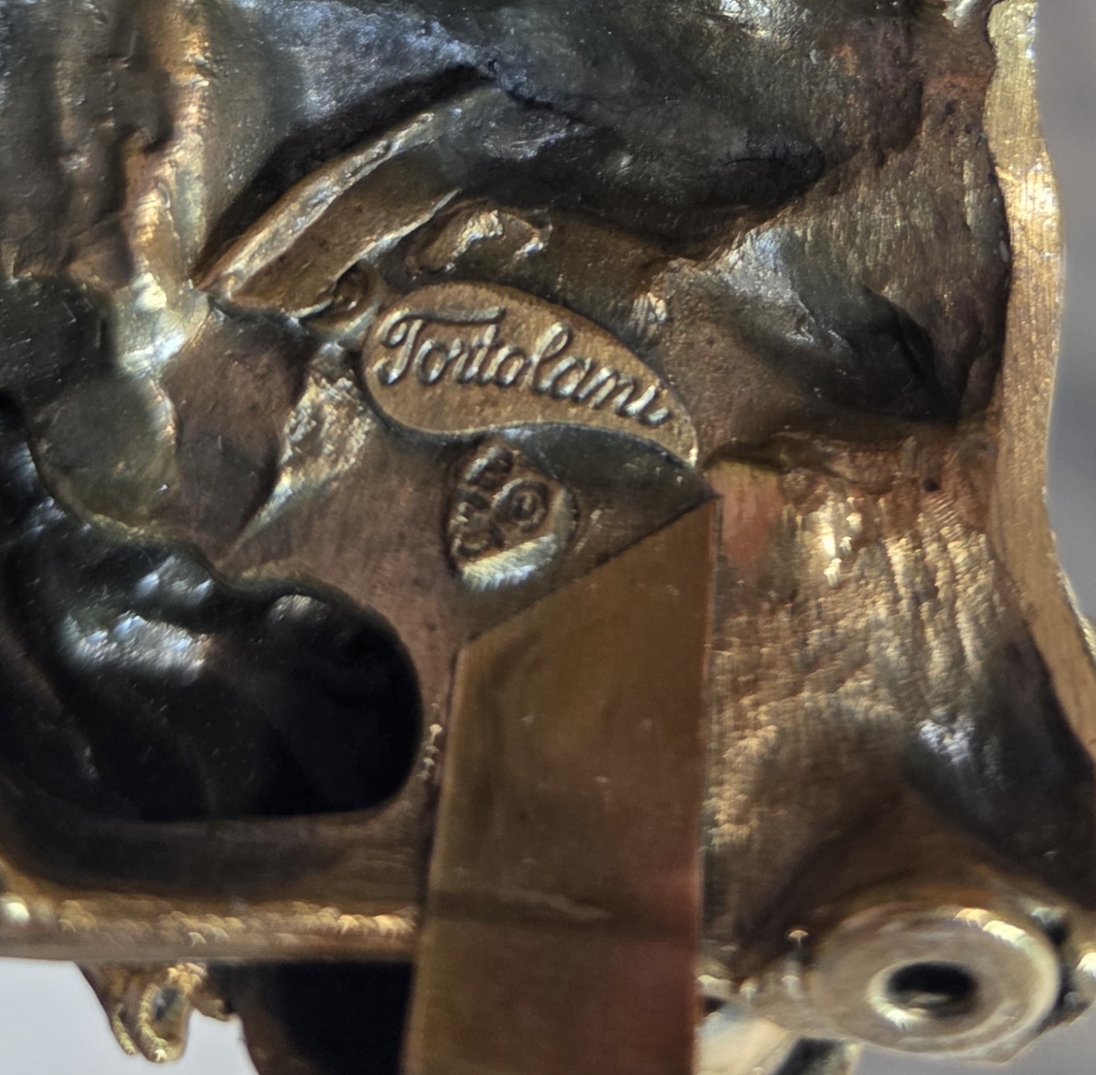 Tortolani Zodiac Clamper Cuff Bracelet Brutalist Sculptural 60s Signed Costume