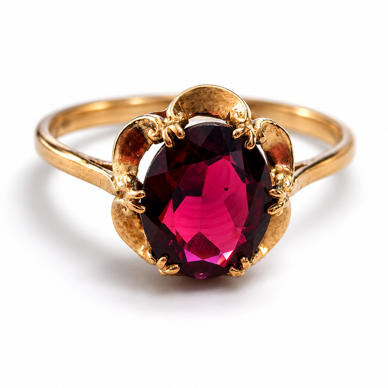 Vintage 9ct Yellow Gold Garnet Ring Size S Hallmarked 375 January Statement