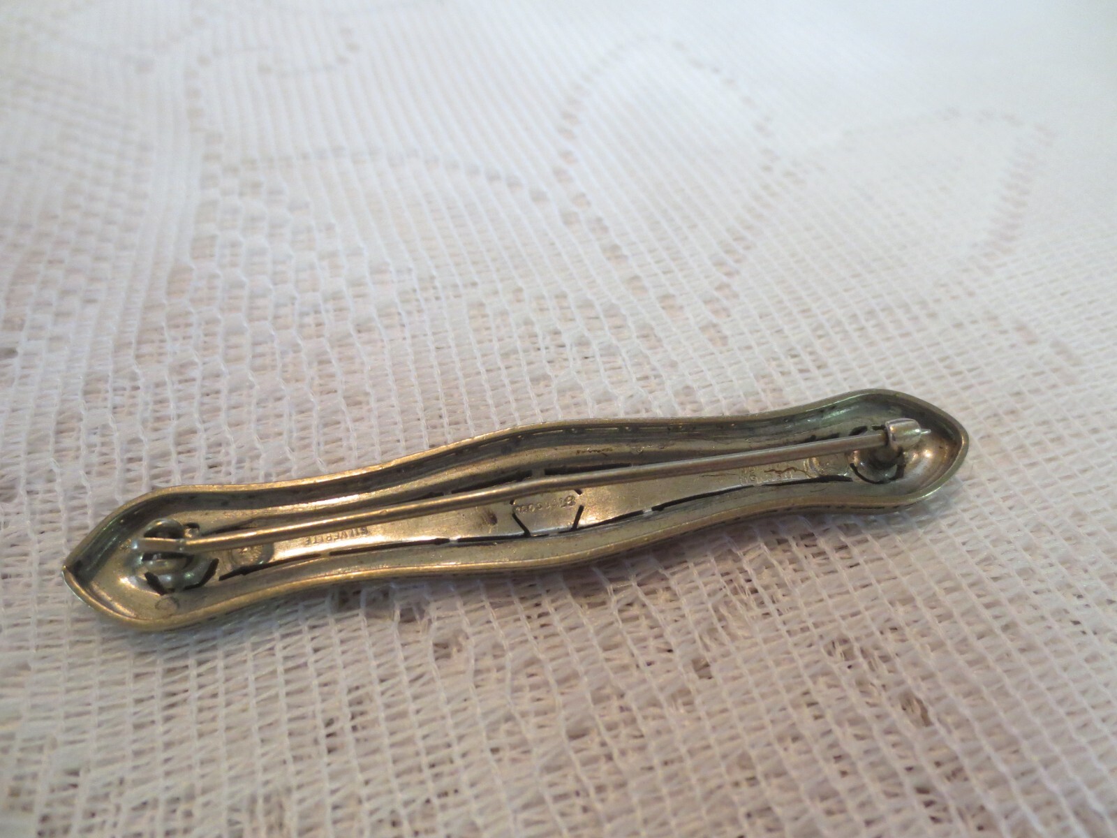 RHINESTONE BROOCH 1910’s EDWARDIAN with 57 Stones Antique Silverite 13 FISHSON