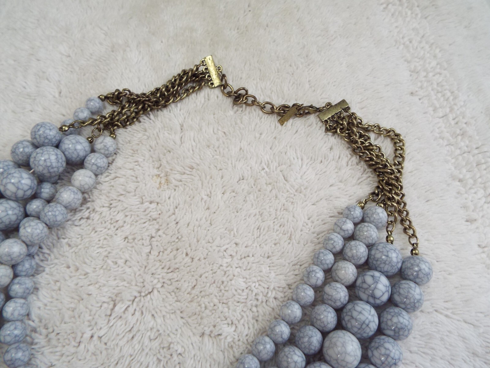 SUGARFIX Brass-tone Veined Acrylic Bead Necklace (B33)