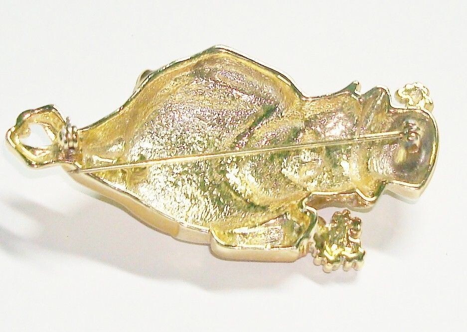 Chunky Irish Leprechaun Brooch Pin Signed AJC American Jewelry Company 3″