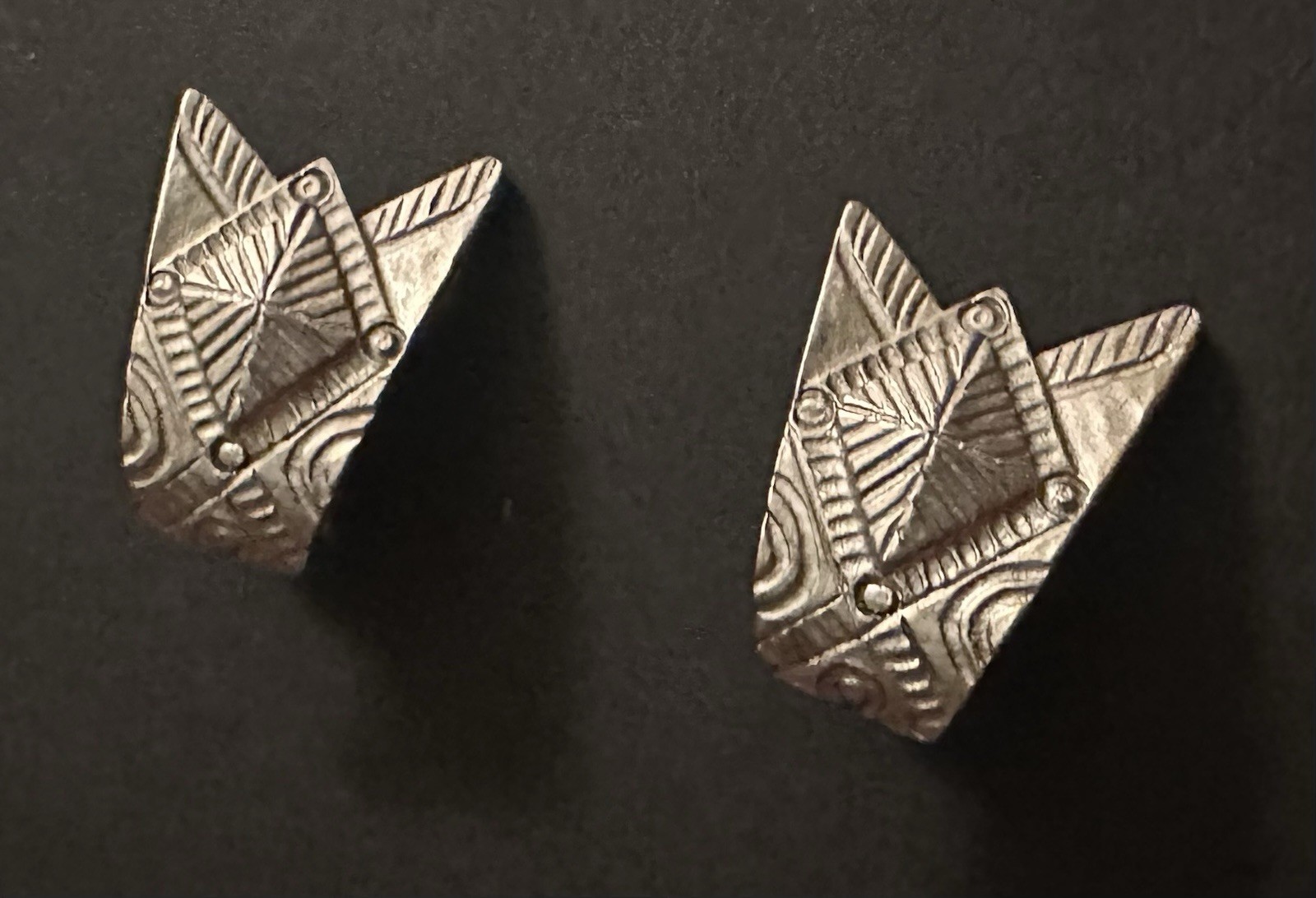 Vintage 1980s Silver Tone ORENA PARIS Clip-On Earrings ‘80s