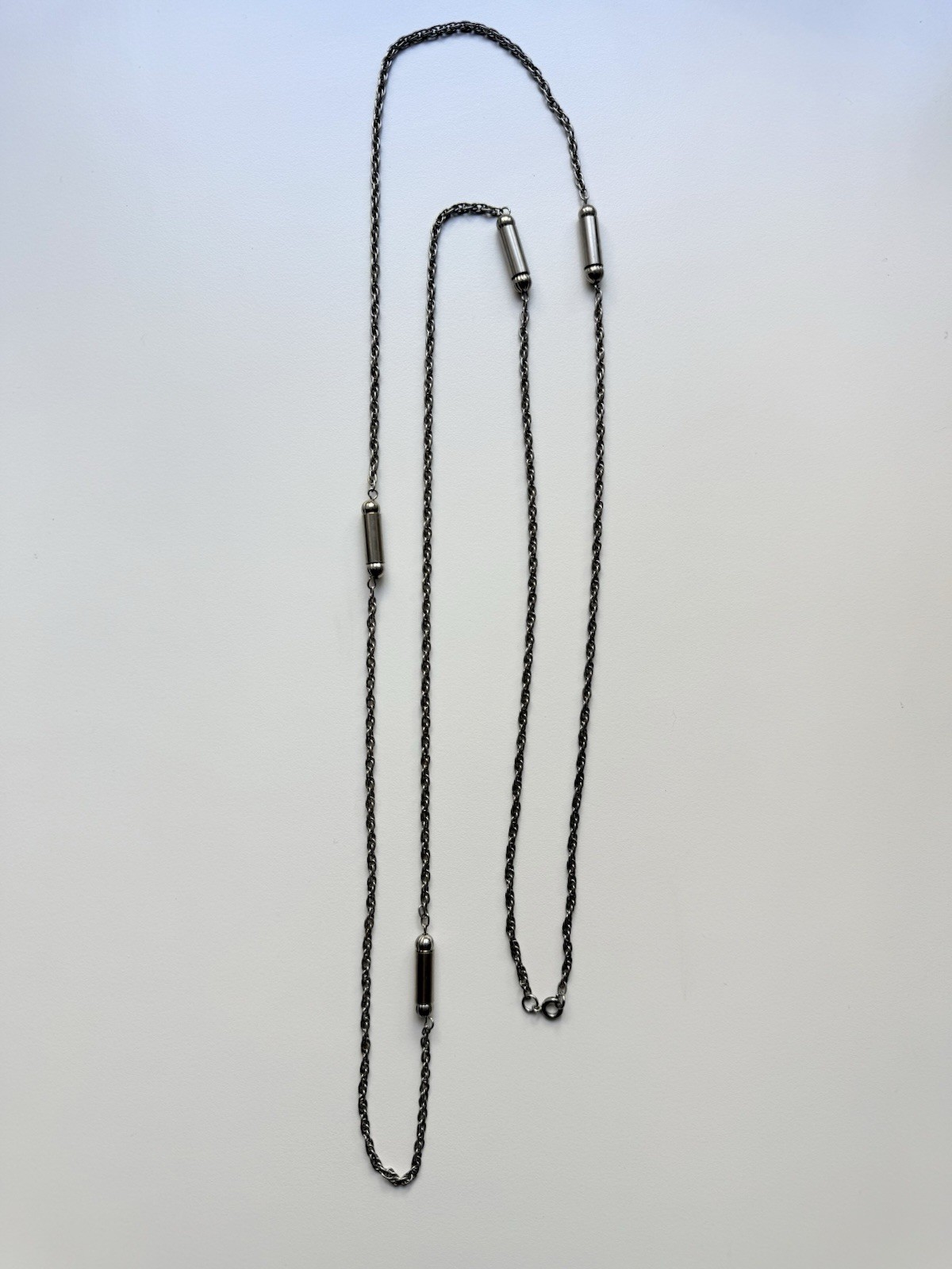 Two Vintage Silver Metal Chain Necklaces, Not Sterling (3321)