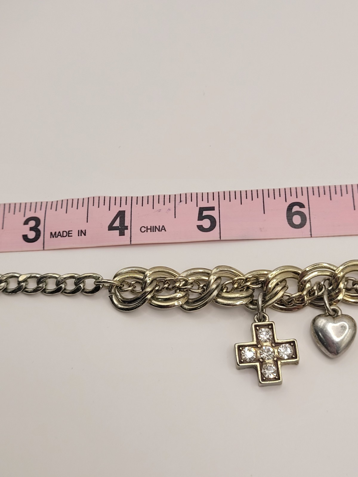 Punk Retro Gwen Skulls Hearts Crosses Charm Necklace Gold Tone Crystals 18″