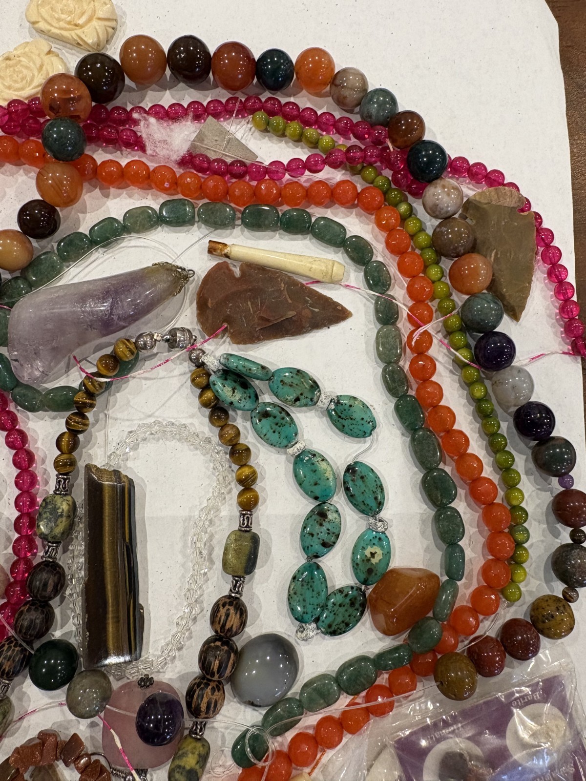 Mixed JEWELRY Lot Gemstones Turquoise Agate Purple Amethyst Bead Craft