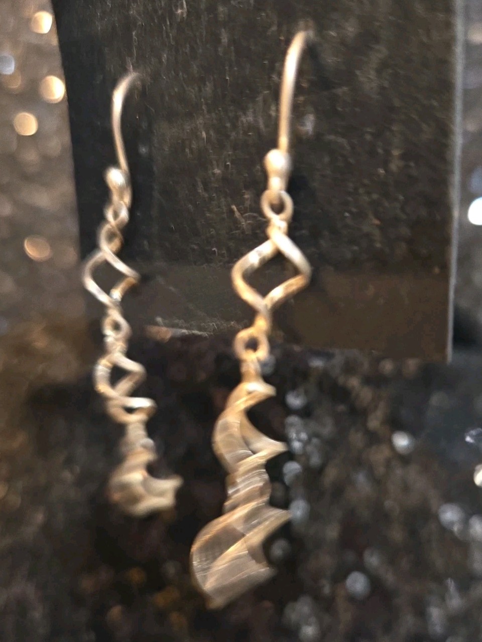 Vintage 925 Sterling Silver Dangle Earrings Pierced Hook Twist Woven 2″ Drop