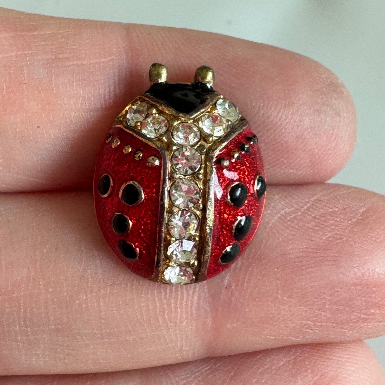 Red Enamel Ladybug Pin – Gold Tone Bug Brooch Insect Jewelry