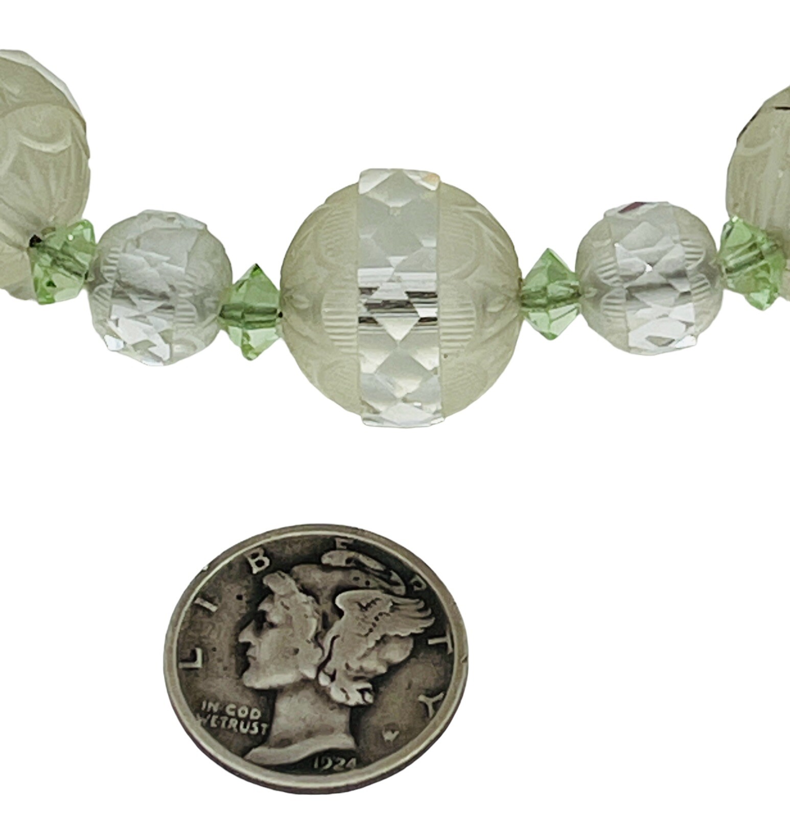 Antique Art Deco Circa 1920 Graduated Faceted Cut Czech Glass Bead Necklace 15”