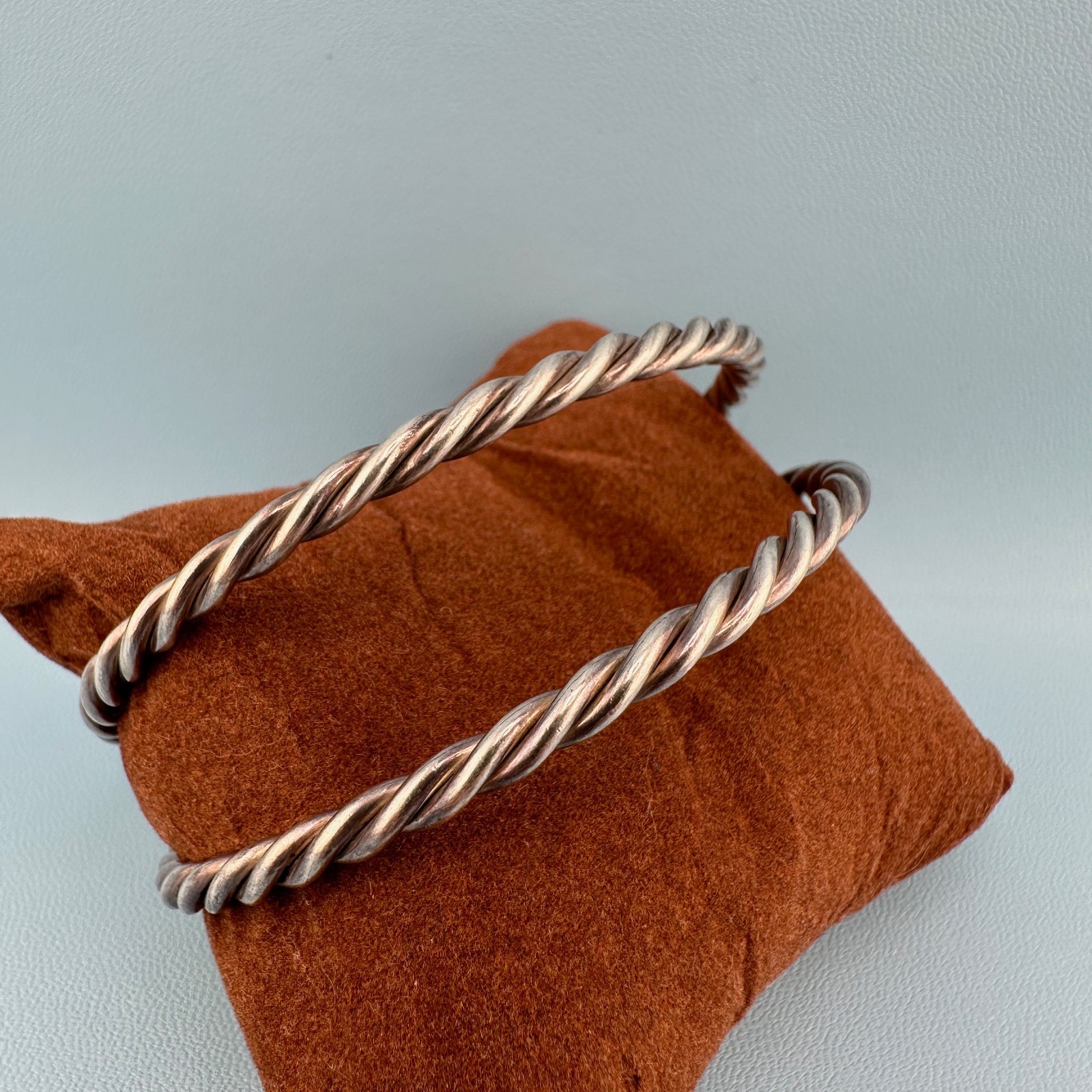 Vintage Sterling Silver Bangle Bracelet Lot Twisted Rope Texture 6.75″ Stackable