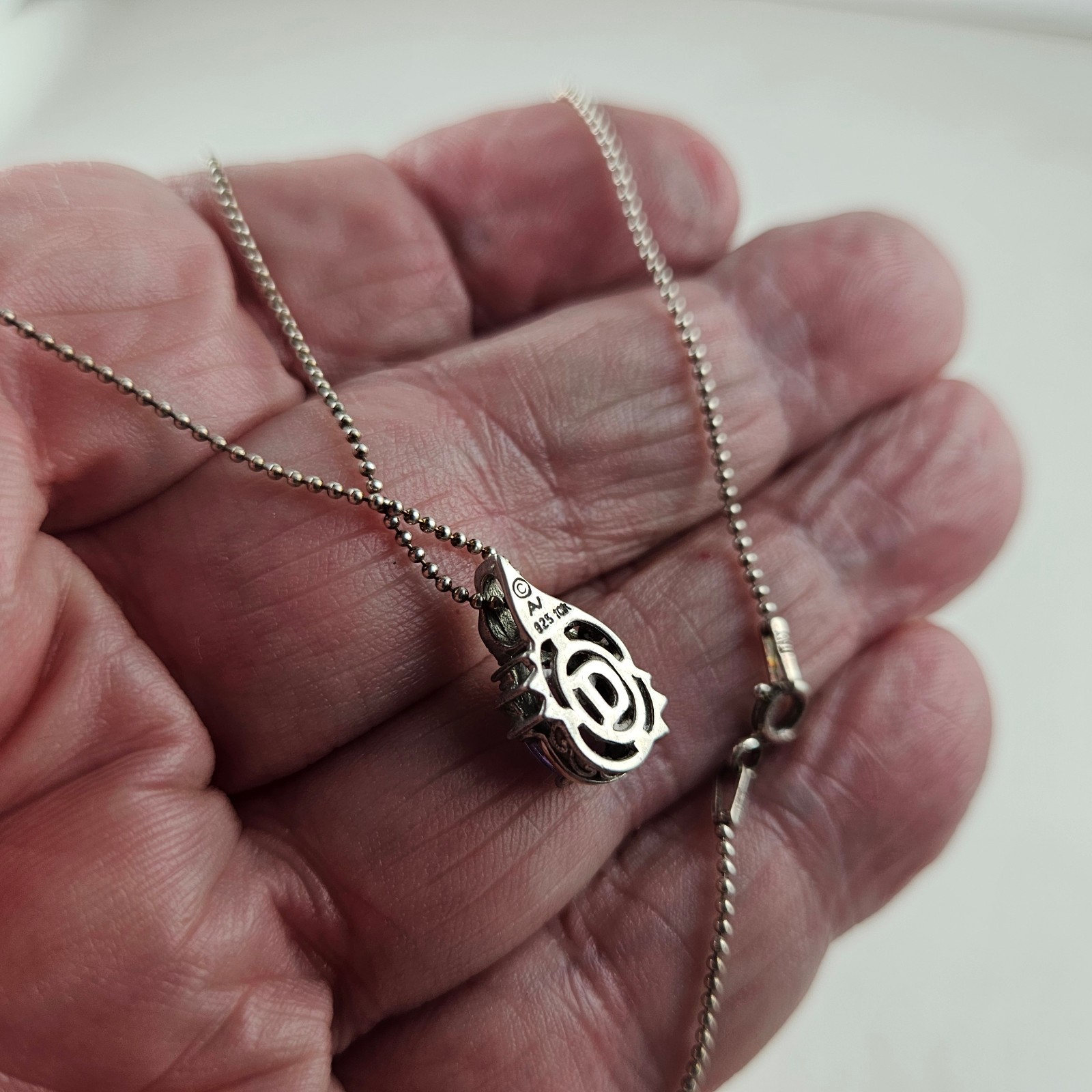 Sterling Silver & 10K AV Gold Pendant with Amethyst & Chain 16 in 3.0g [8820]
