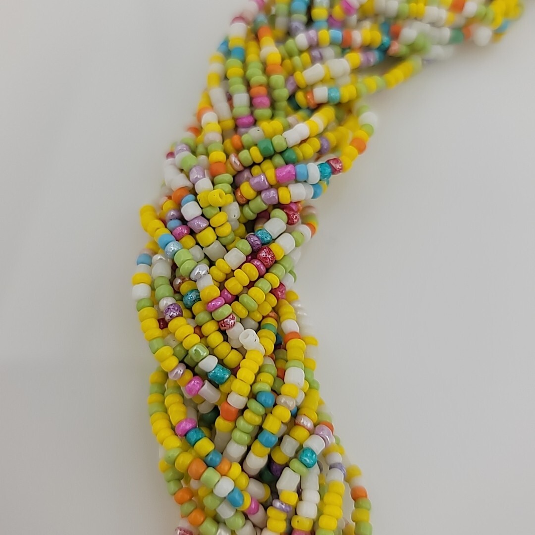 Vintage Braided Seed Bead 19″ Necklace Easter Multicolor Chunky Retro