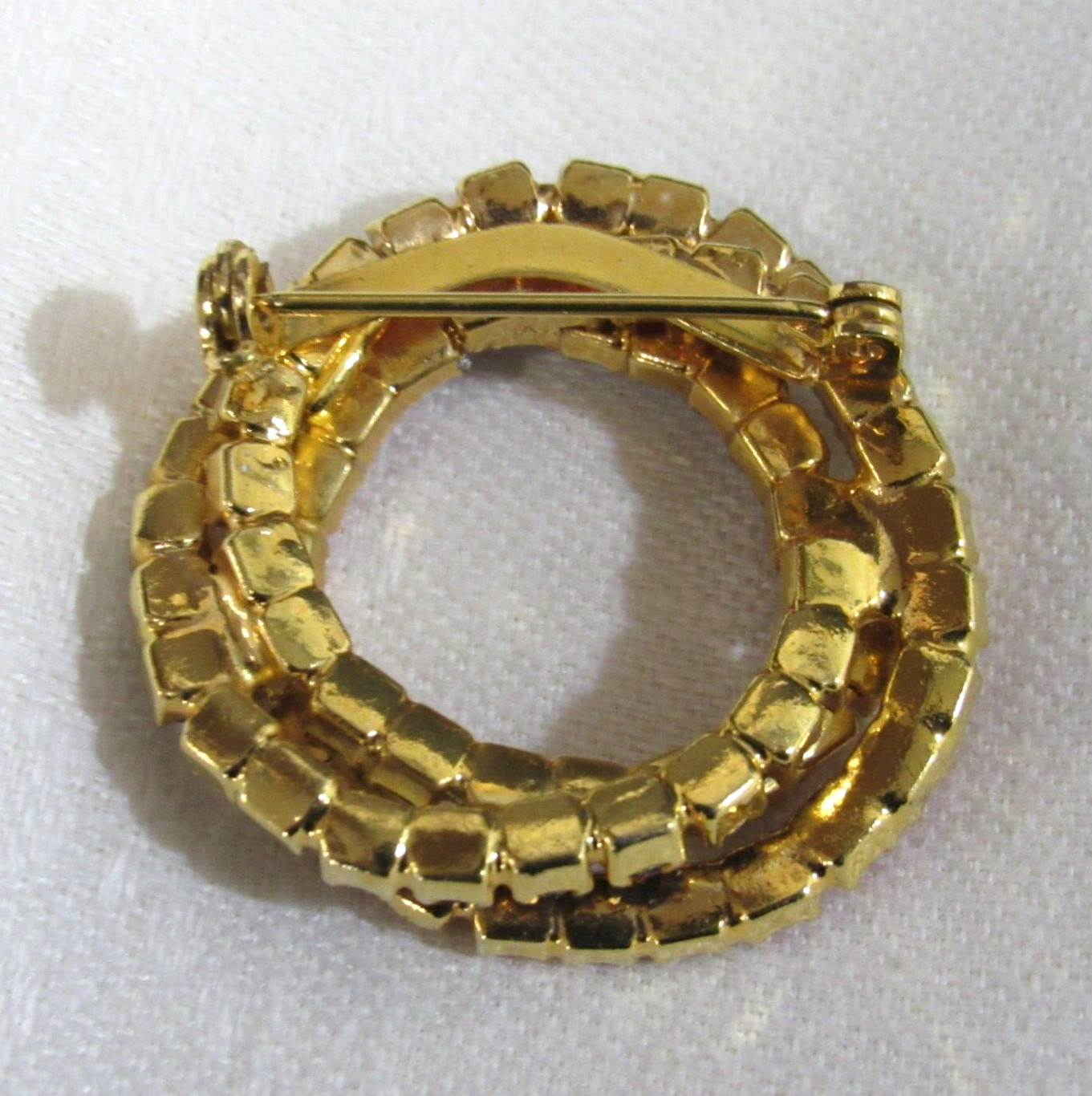 Vintage Beaded Circle Pin Red White and Blue Pronged 1 3/8″ USA 1950s