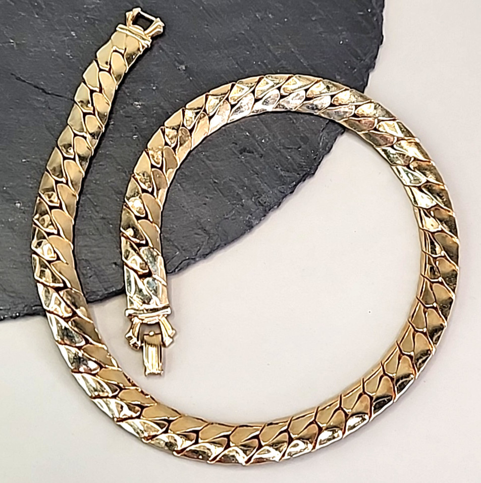 Vintage Cuban Chain Necklace 1 cm Gold Tone 16″
