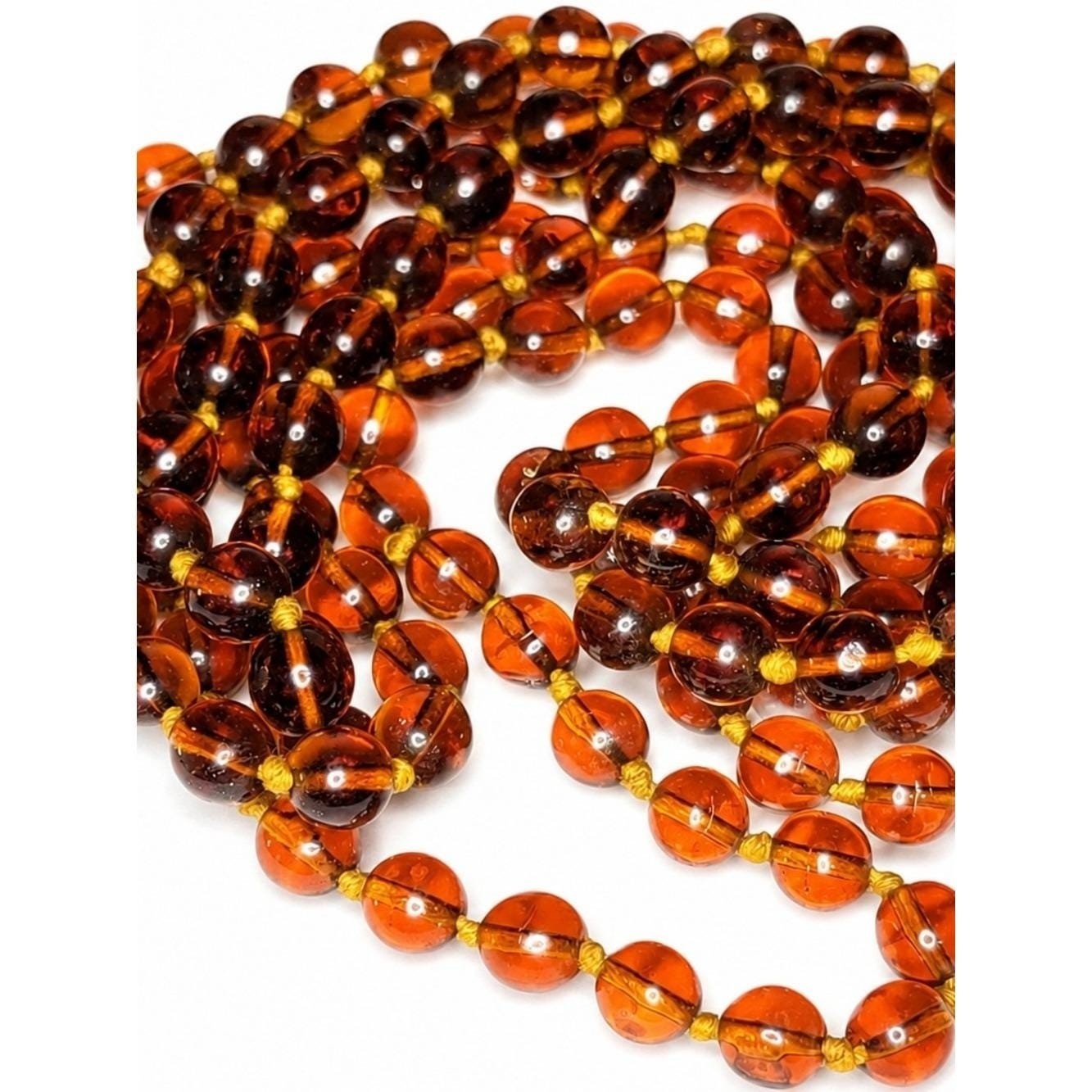 1920s Art Deco Amber Glass Opera Necklace | Vintage Flapper Sautoir | Hand Knot