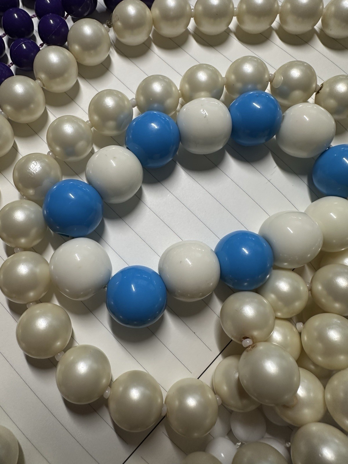 Vintage Lot Purple Orange Green Pearl White Acrylic Bead 6 Necklaces 1 Bracelet