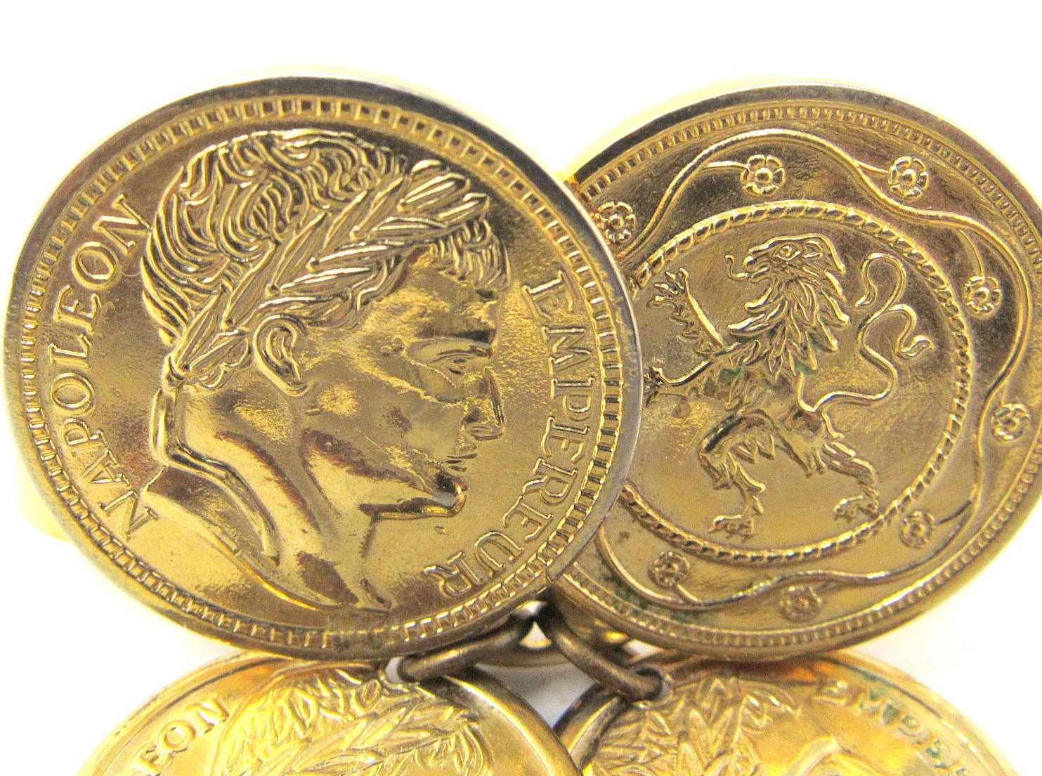 Scarf Clip Sarah Cov Faux Napoleon Coins Gold Tone Slide Coventry 1 1/2 inch WW