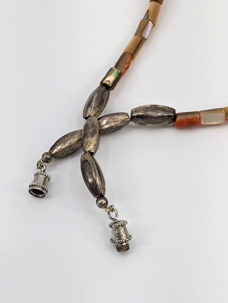 Vintage Birds Fetish Necklace Carved Mother of Pearl Earth Tones Southwestern