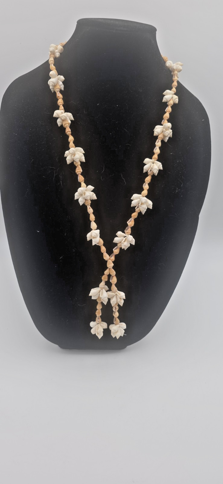 3 Vintage Seashell Beaded Necklaces Bohemian Popcorn Cluster Bow, Double Strand