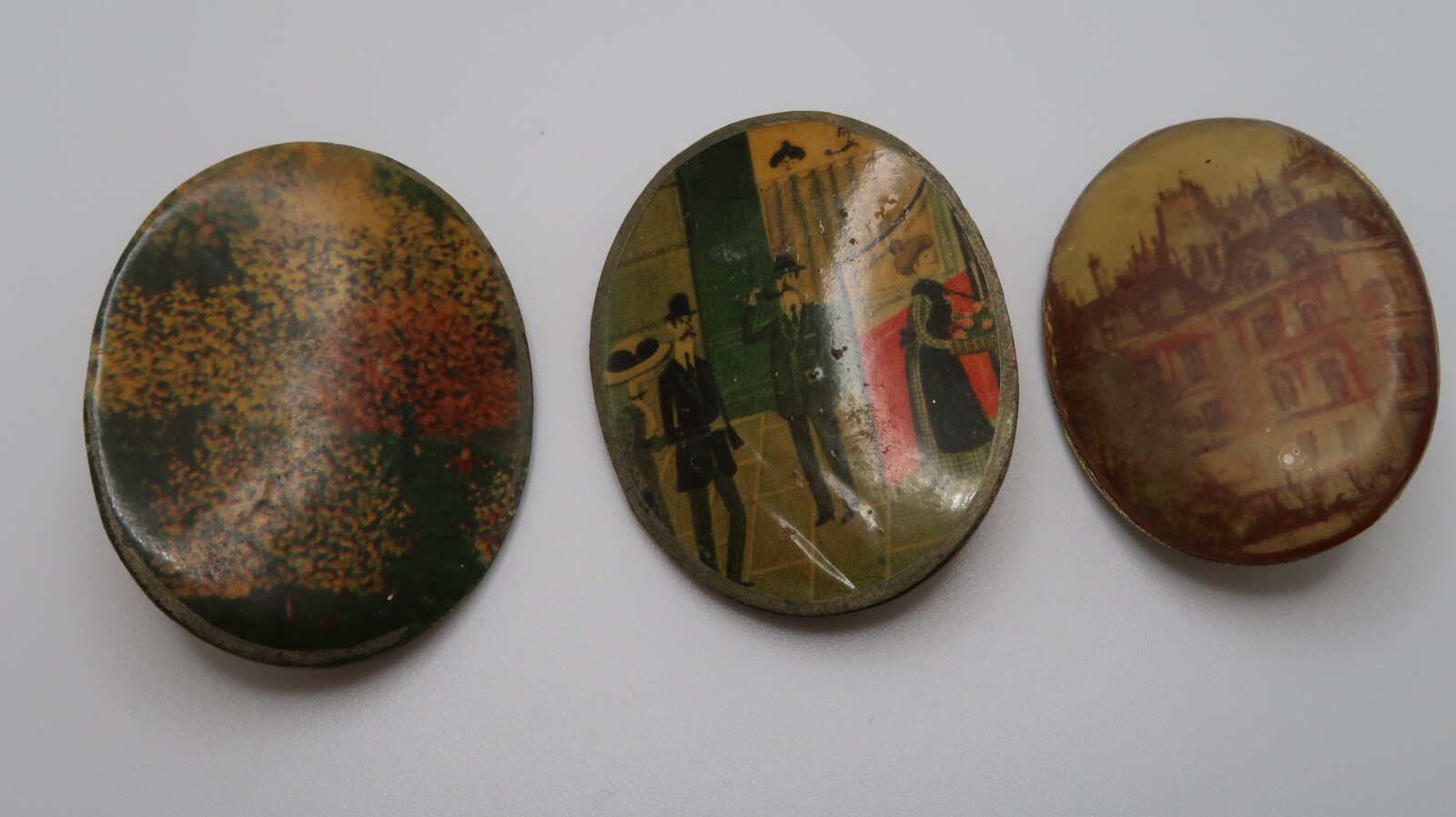 Vintage Brass England English Landscape Cityscape Pins 3.9cm BB13