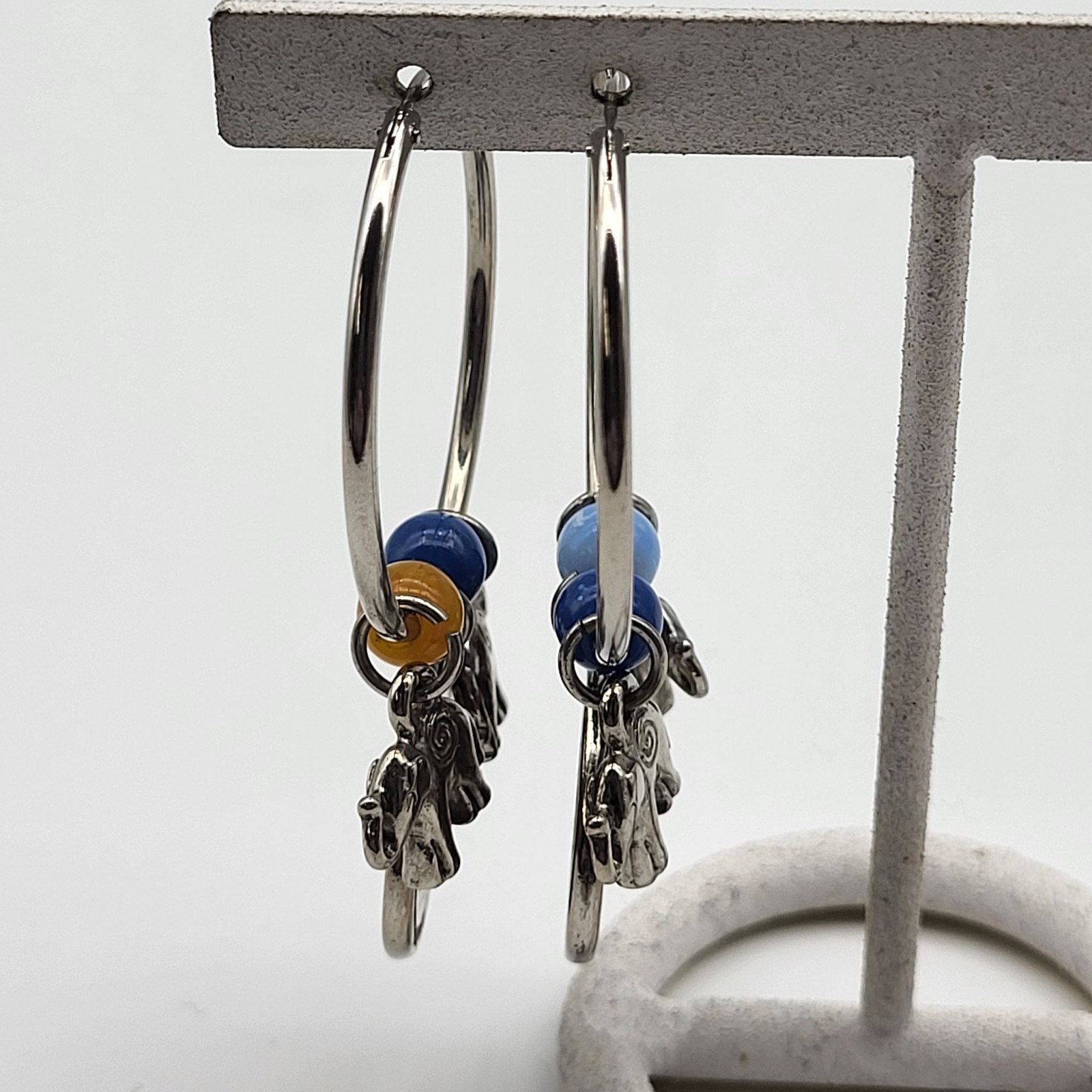 Fabulous Flamboyant Boho hoop charm earrings Safari Elephant leopard Cheetah Cat