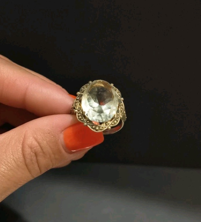 Vintage Gilt Silver Engagement Ring 875 soviet Women’s Jewelry