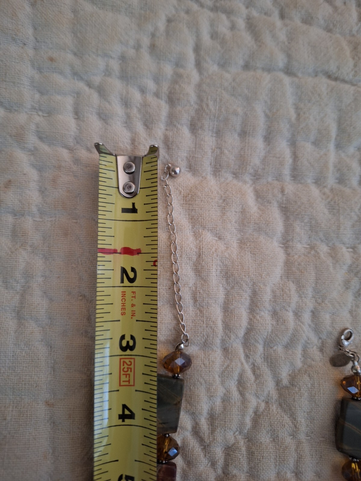 VTG Donna Dressler Polished Natural Stone/Faceted Crystal Necklace/SS Clasp