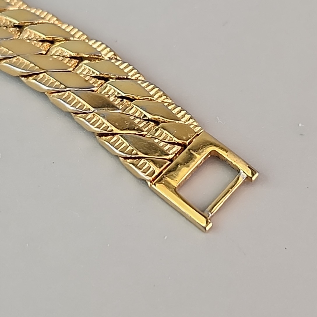 Vintage Napier Chain Bracelet 1cm Gold Tone Herringbone 6.75″