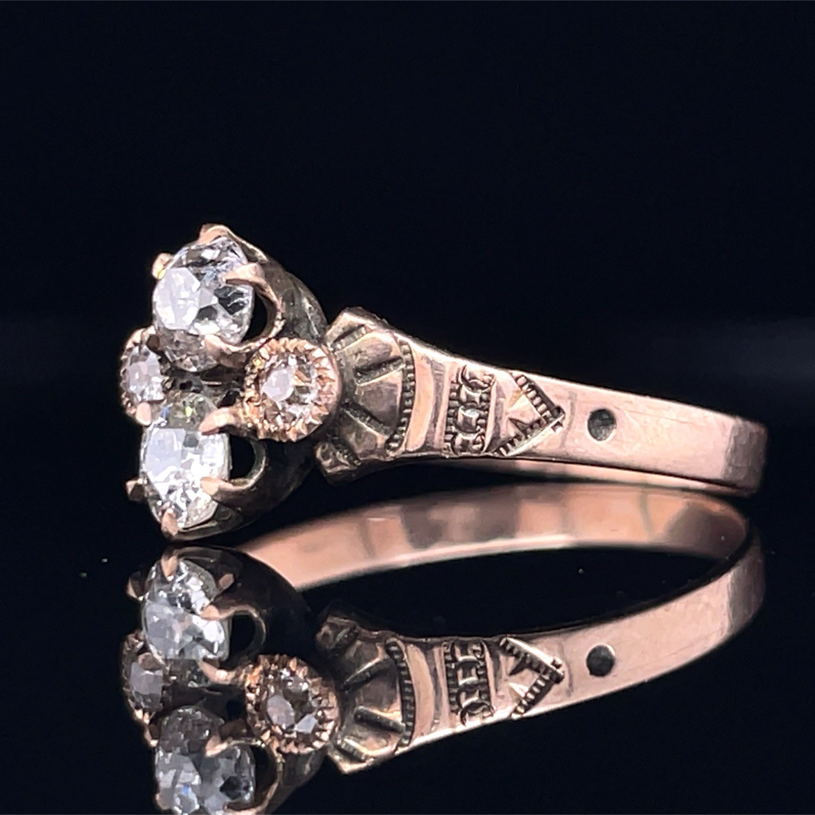 Victorian Old European Cut Diamond Band Set In 14K Gold