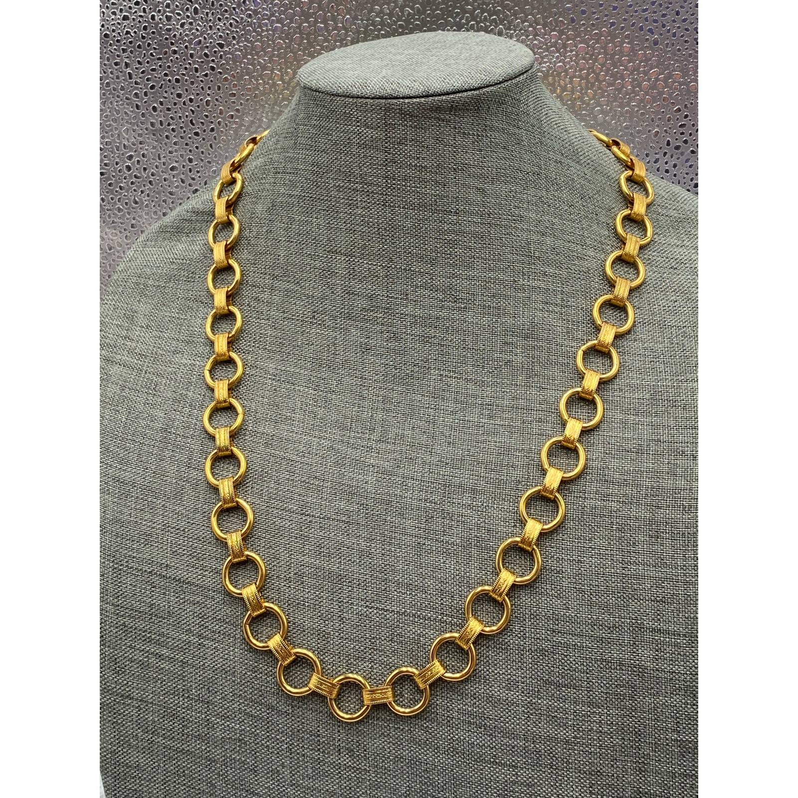 Vintage Necklace Chunky Links 25” No Clasp Half Link