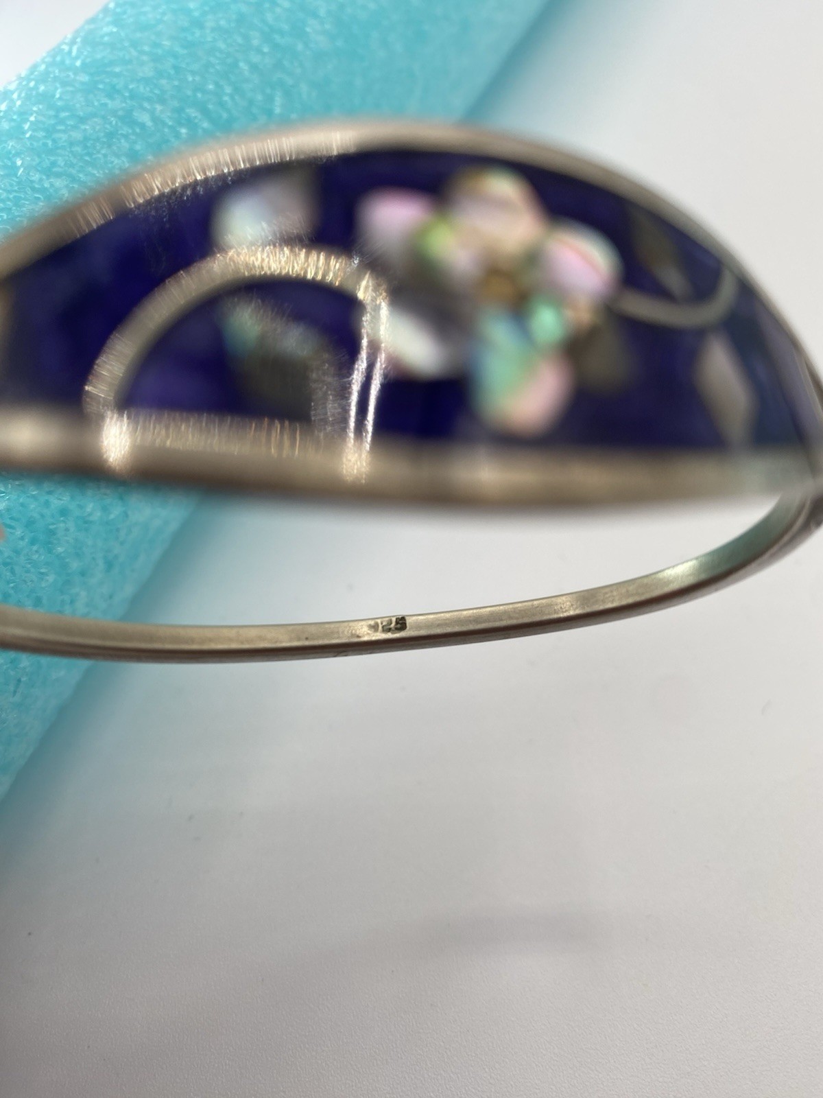 Pick (1)Mexico Silver Abalone Inlay Tension Cuff Bracelet-Black,Purple, or Pink