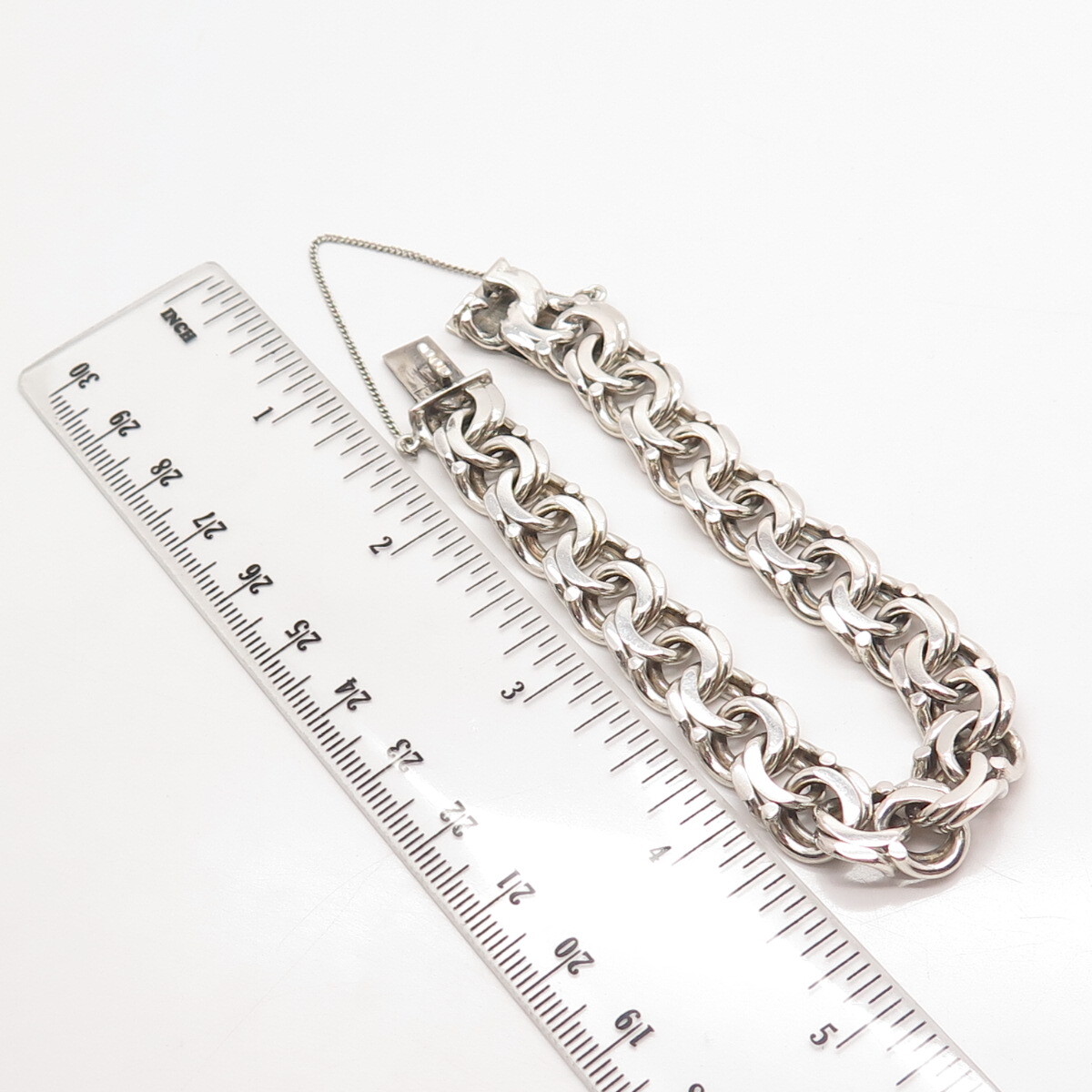 925 Sterling Silver Vintage Double Rolo Link Bracelet 6.75″