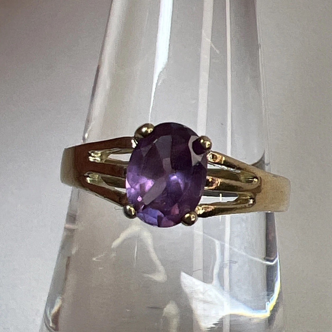 Gold Vermeil Sterling Silver Purple Sapphire Ring Size 8.25