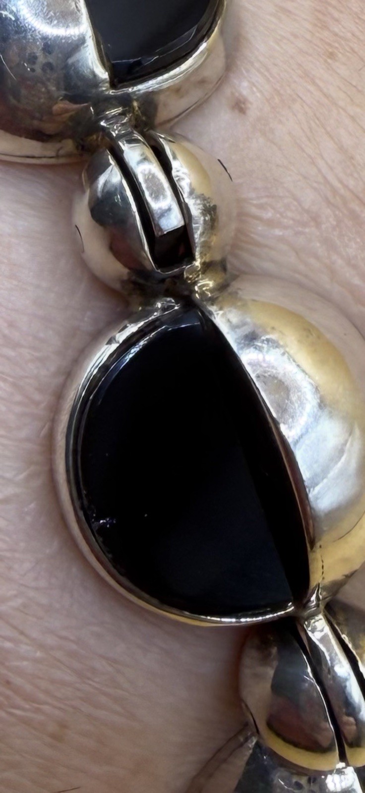 Antonio Pineda 970 Silver Black Onyx Modernist Bracelet Taxco – Eagle 21 – 74.8g