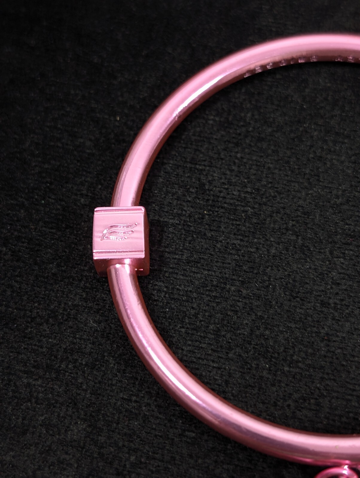Ashley Bridget Pink Metallic Awareness Ribbon Charm Bangle Bracelet 7.5 in