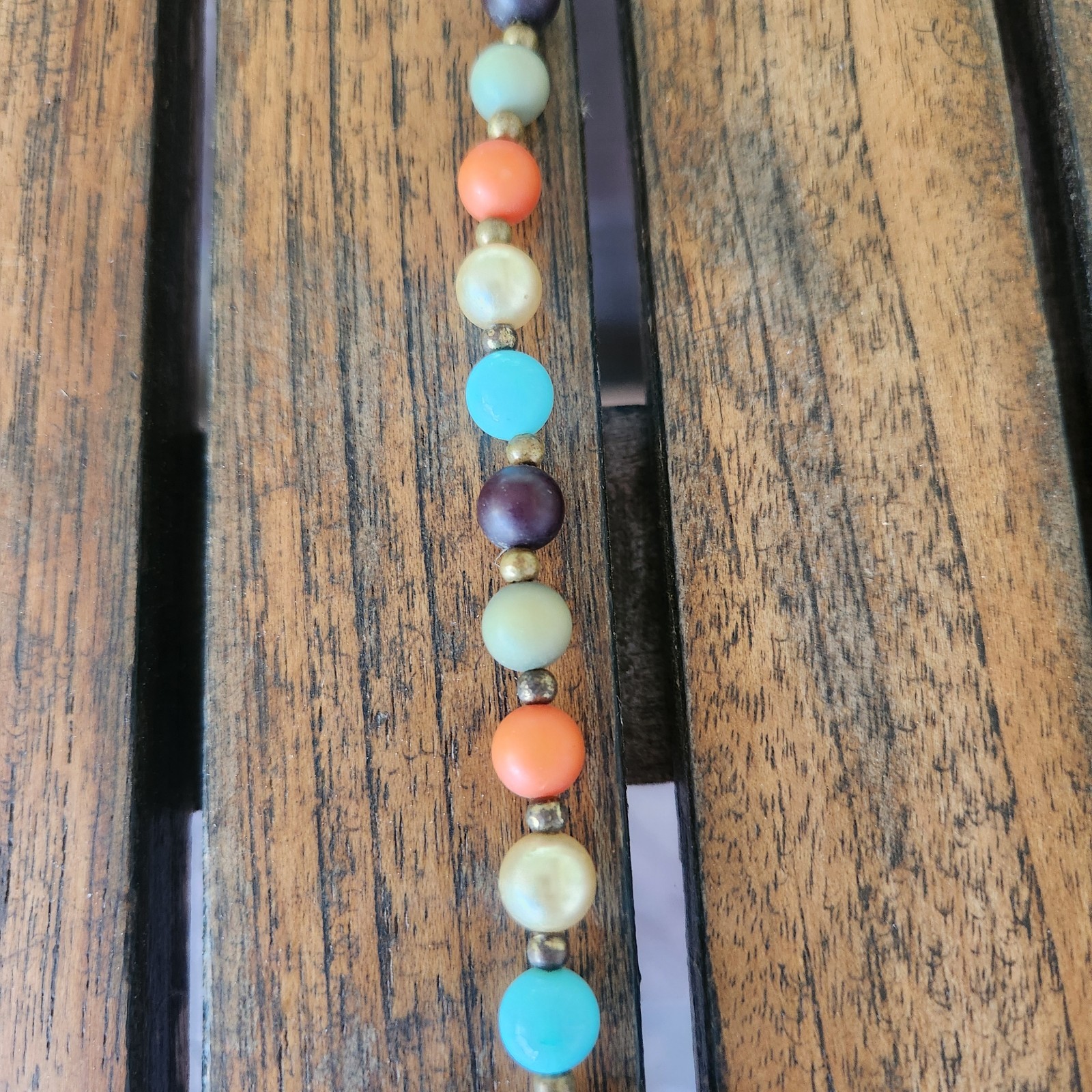 Vintage Multicolor Beaded Necklace Approx 12″ Vibrant Colors Boho Hippie Chic