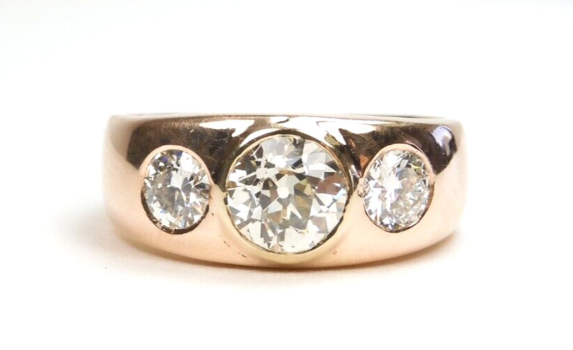 Antique 1920’s European Diamond Engagement Ring 14K Rose Gold 9 UK-R1/2 EGL USA