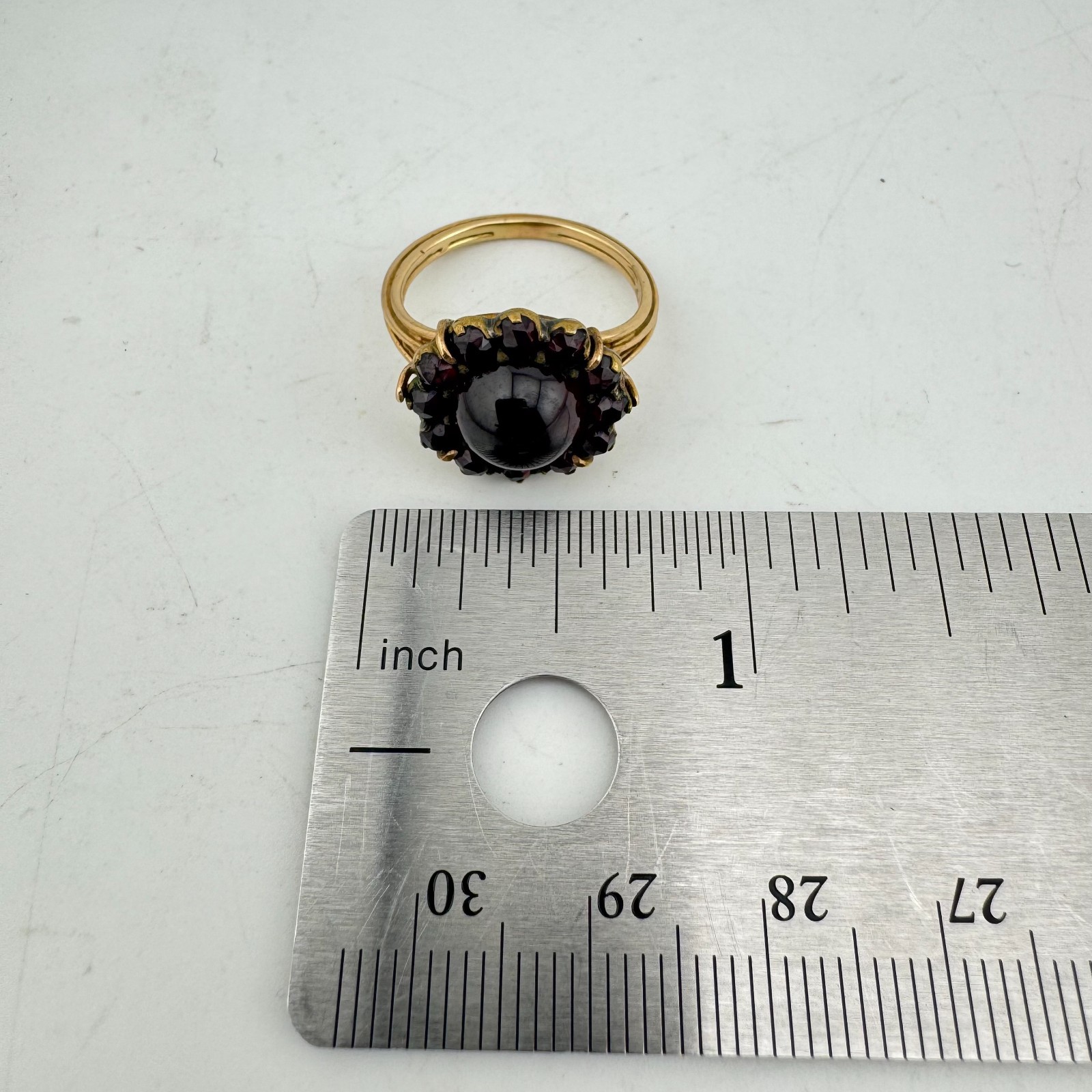 Antique Bohemian Garnet Cluster Ring 14 Karat Yellow Gold – Size 6.5, 4.4g