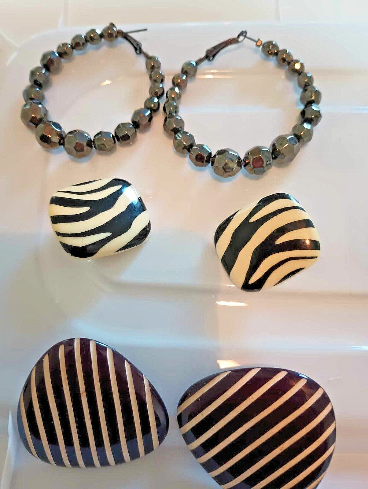 LOT OF 6 STUNNING VINTAGE EARRINGS SUGAR FIX BY BAUBLEBAR,HEMATITE ROUND ROSE
