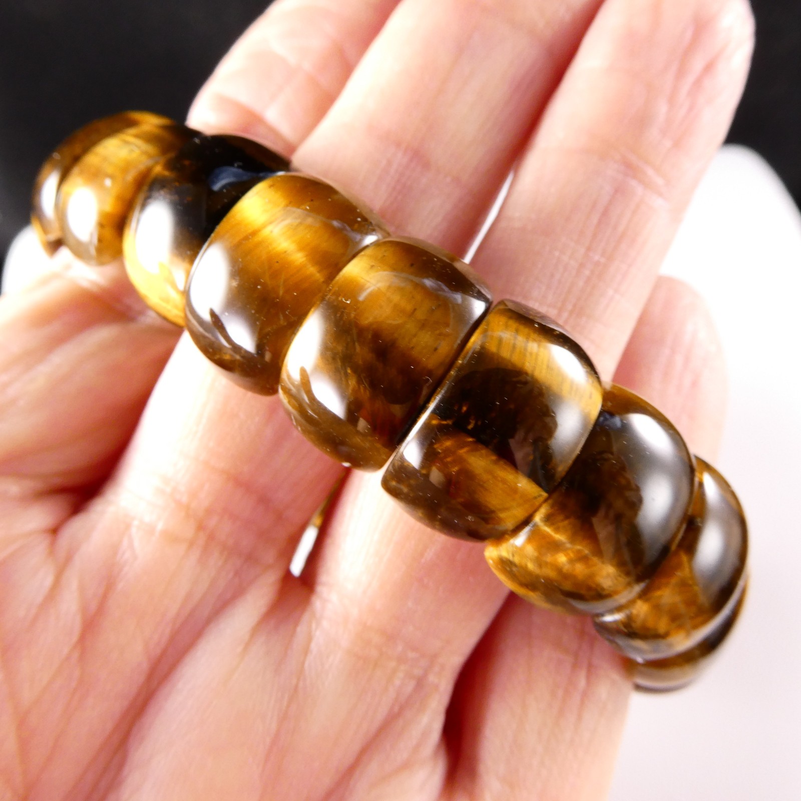 Pretty Tigers Eye Bangle Bracelet Expansion Style Designer Quality HSN