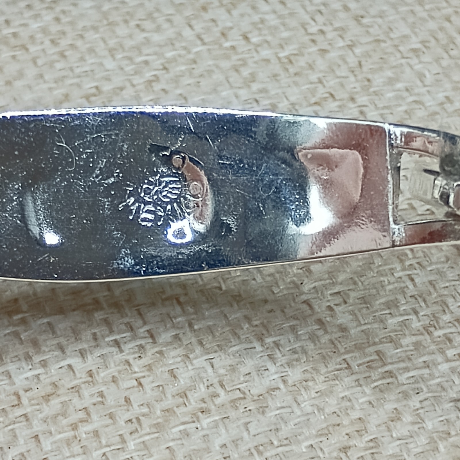 Alpaca Mexico Silver Cuff Bracelet Blue Lapis Abalone Inlay Flower 6.5″ Unworn