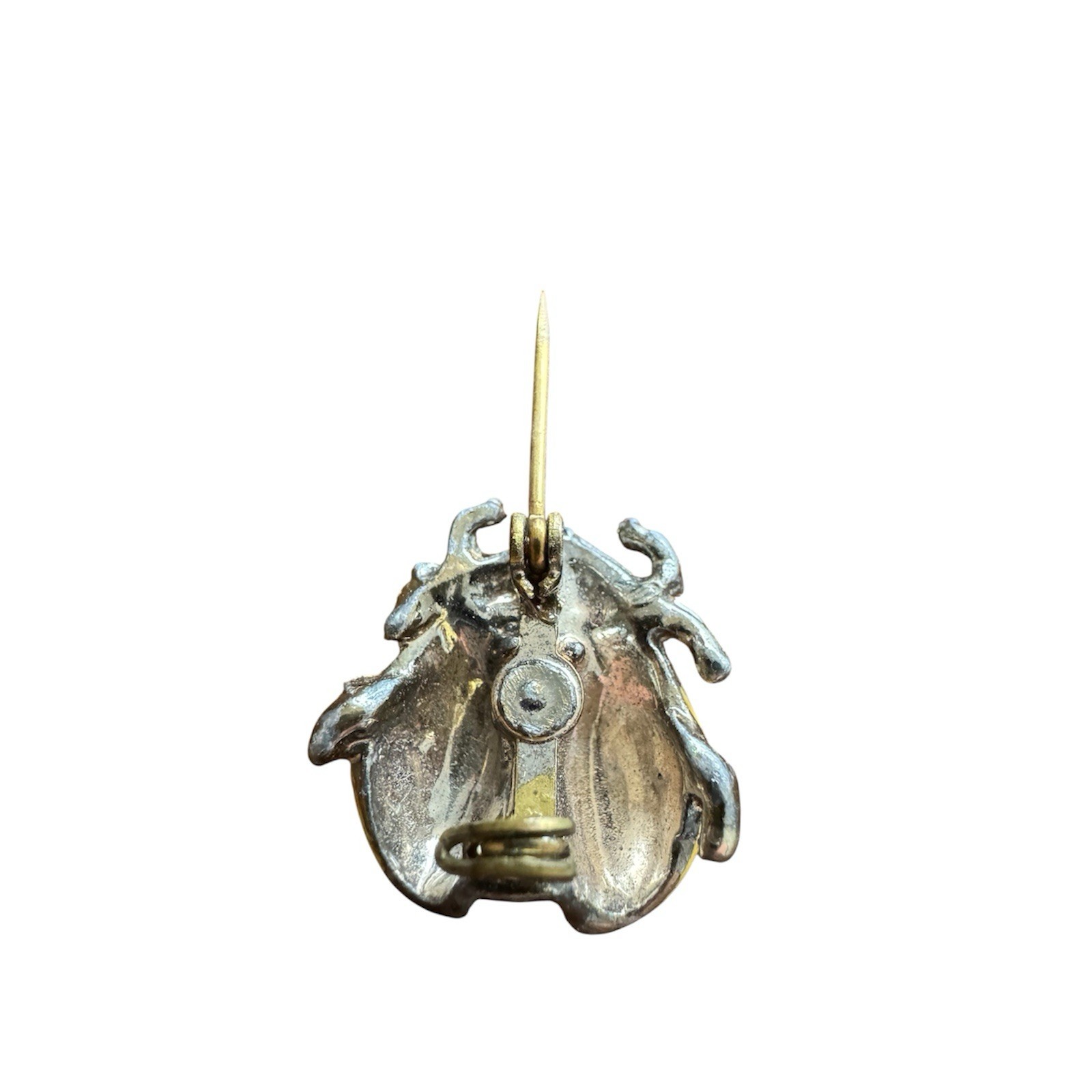 Set of 2 Vintage Small Silver Tone Ladybug Brooch Pins, Almost 1 Inch, Fair Cond