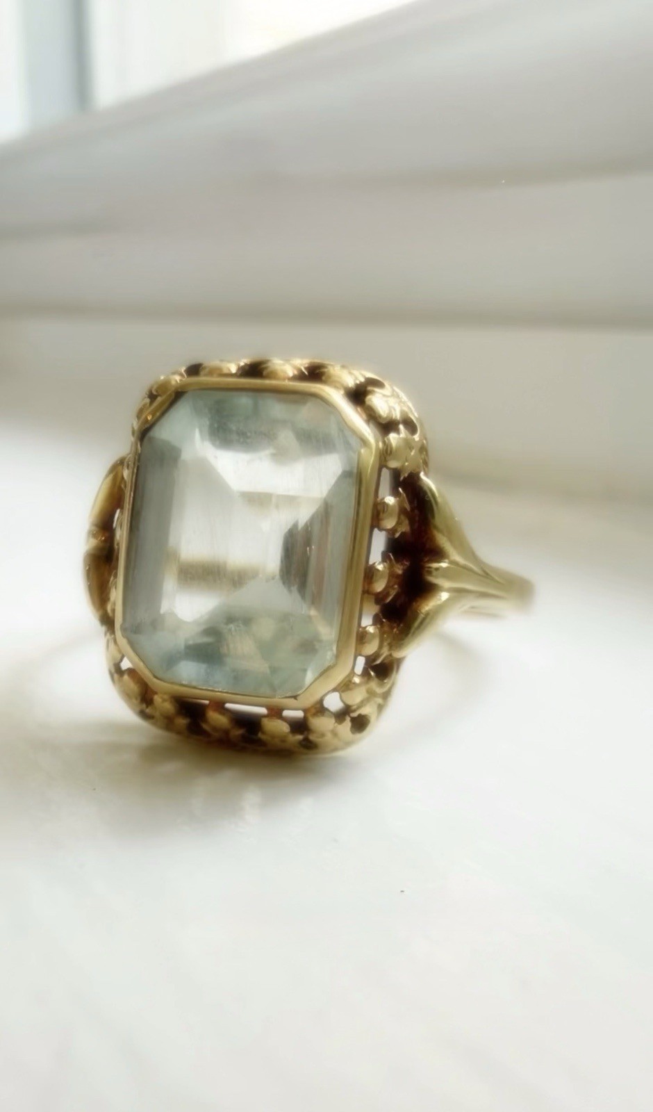 Vintage Aquamarine 14k Yellow Gold Ring