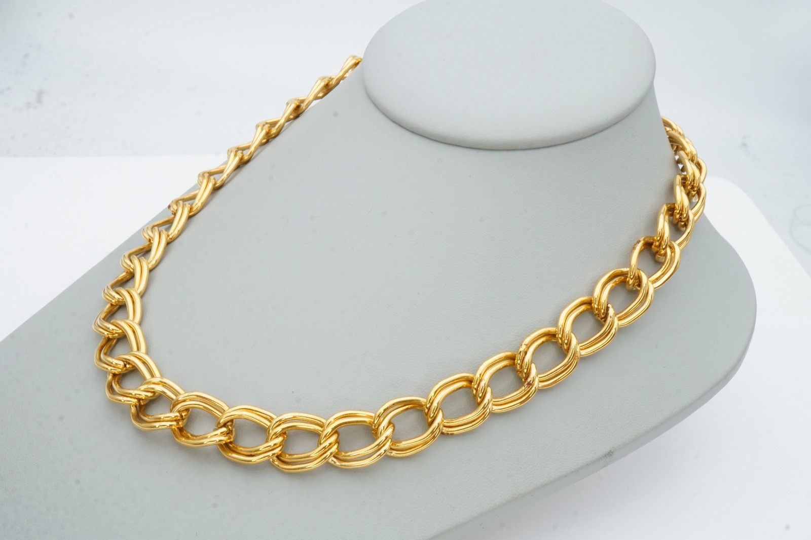 Vintage Necklace Gold Tone Double Link 18″