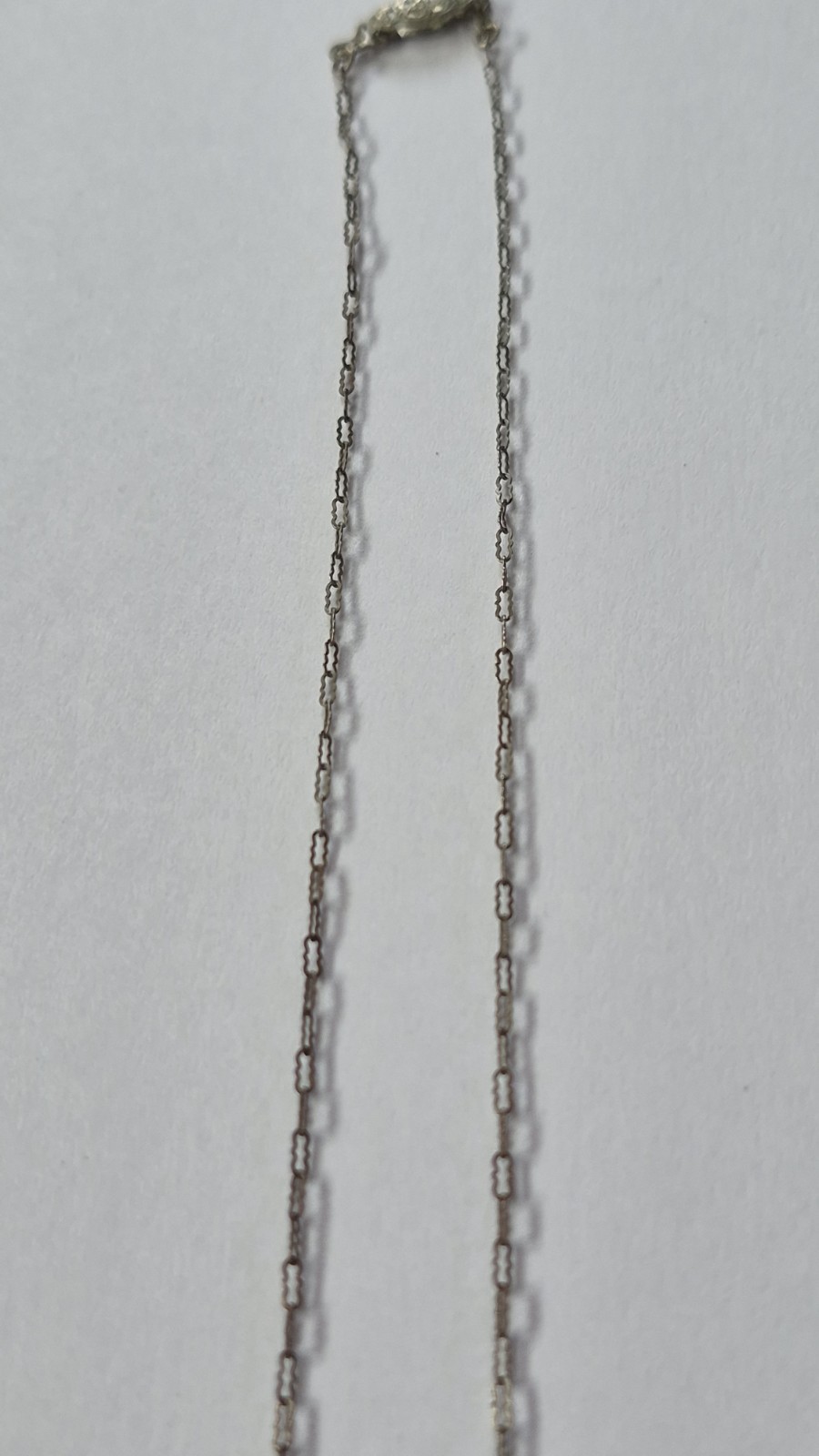 Necklace Art Deco Blue Crystal Sphere Faceted Shape Silver Tone Chain 15.75″