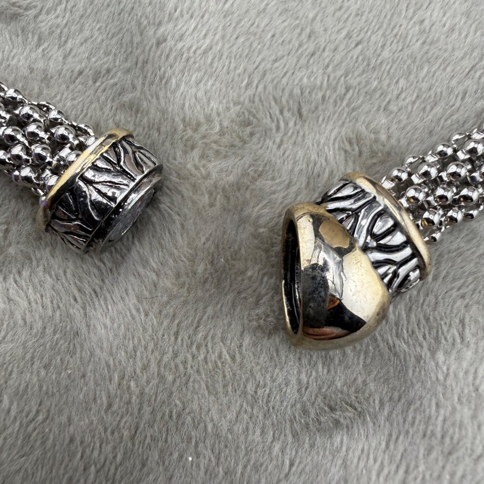 Popcorn Rope Necklace Silver Tone Magnetic 17”