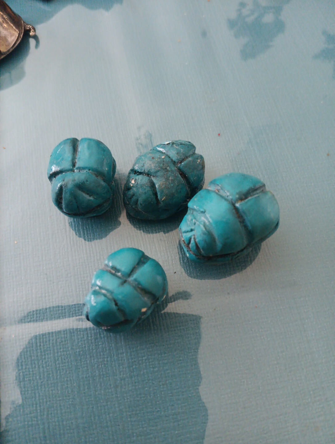 Lot of 4 Vintage Scarabs Made Into Magnets (Not Sure Of What’s It Made Of)
