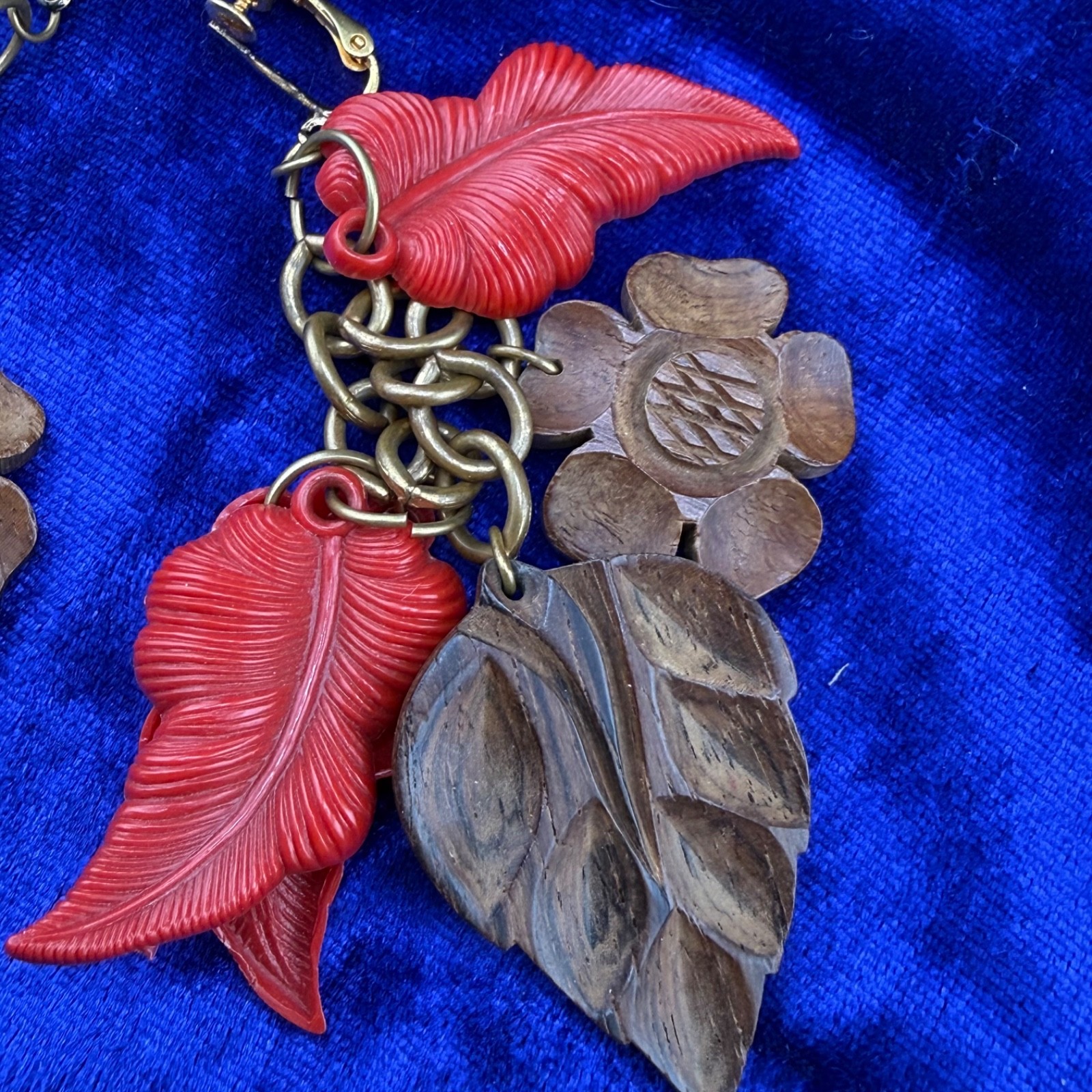 Vintage Clip On Earrings Leaf Nature